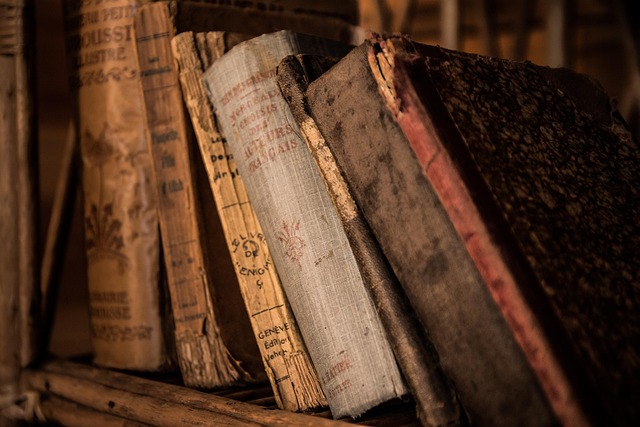 Old classic books on a shelf